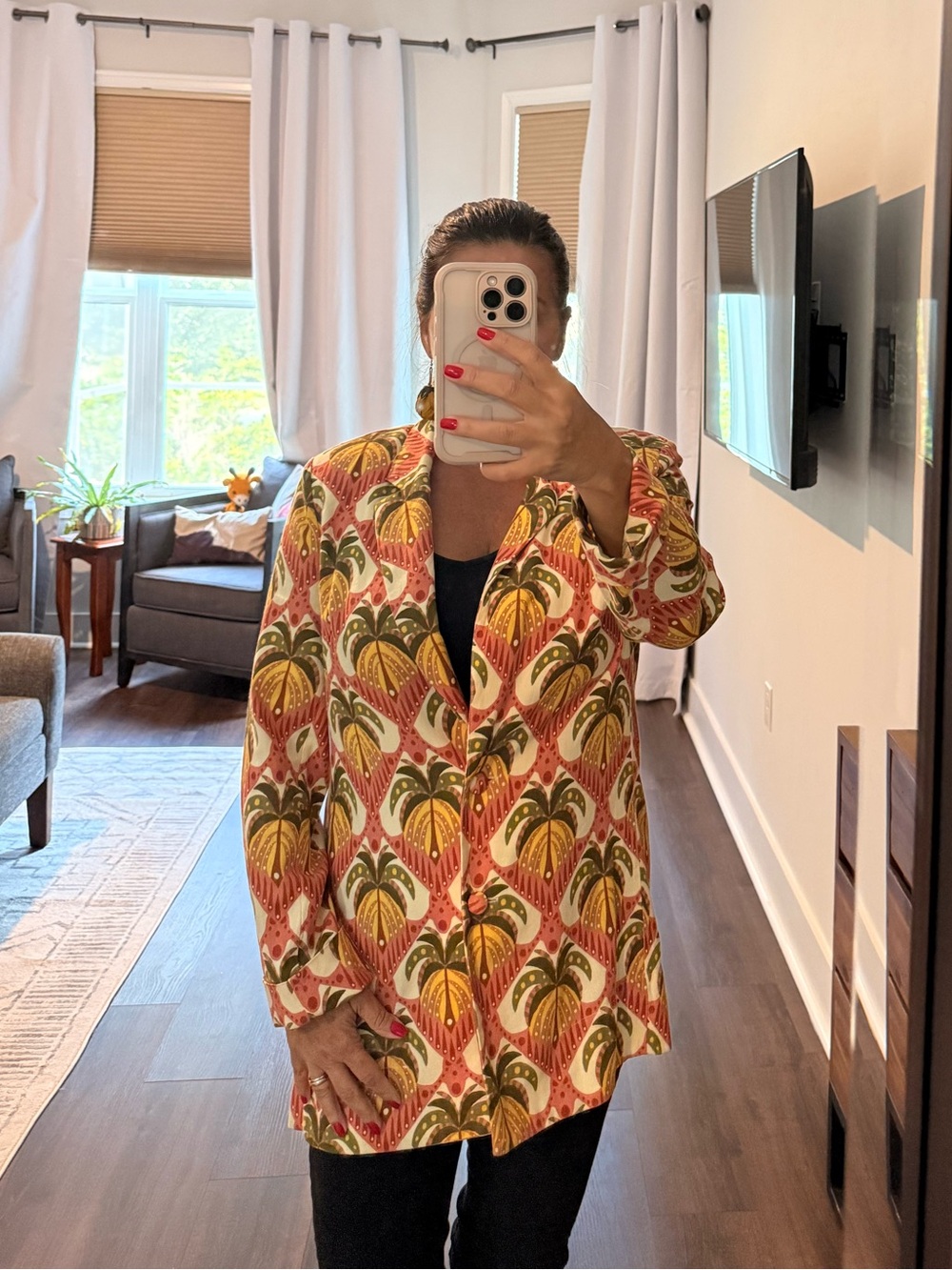 FARM Rio Multicolor Palm-Print Blazer Jacket - Picture 3 of 8
